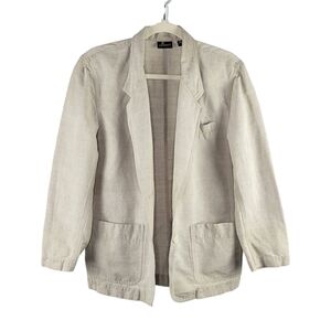 Liz Sport Women's Vintage Linen Cotton Blend Blazer Jacket Small Petite Beige